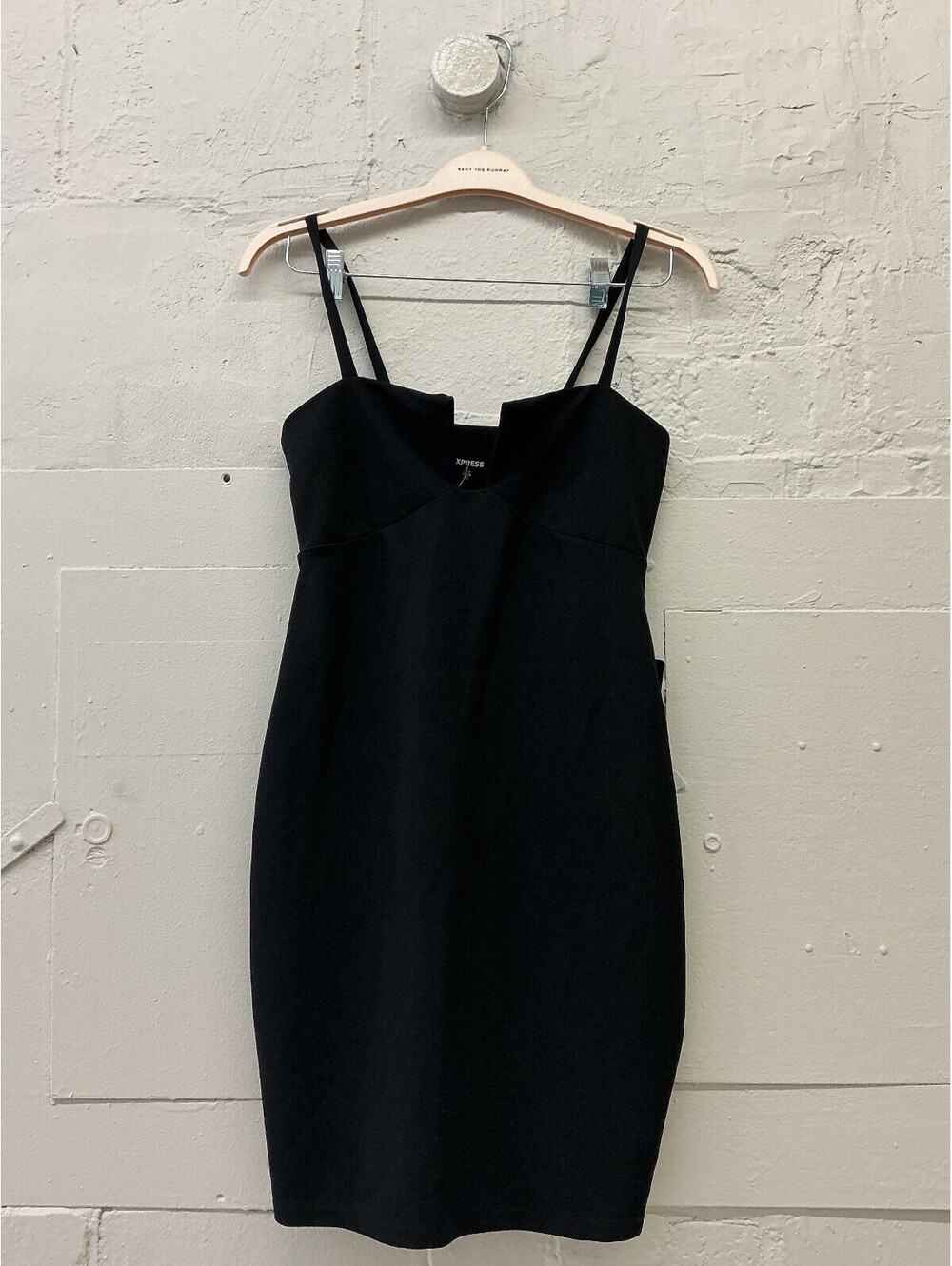 NWT Express Black Spaghetti Strap Bodycon v-neck sweetheart Dress
